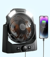 Camping Fan with LED Lantern, 8 Inch 10000mAh Battery Operated Desk Fan with Timer, High Velocity Stepless Speed Control, Quiet, 180° Rotation USB Portable Fan for Outdoor, Hurricane, Emergency